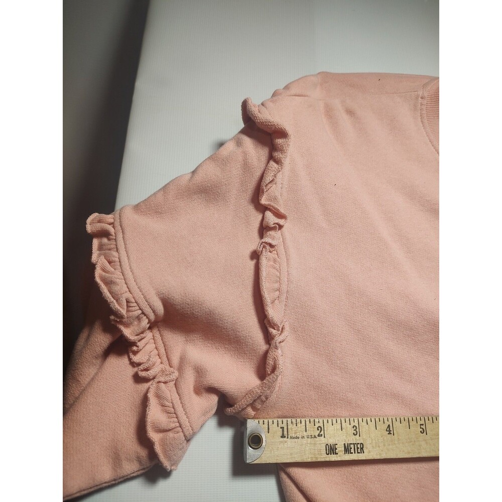 Time And Tru Sweater Womens XL pink Crewneck Ruffle Sleeve Cotton Pullover - Picture 4 of 5